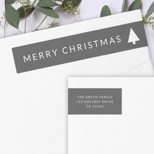 Minimalist Christmas Tree  Simple Return Address Wrap Around Label