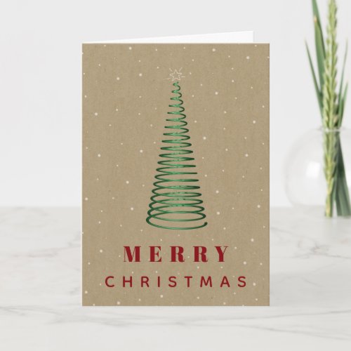 Minimalist christmas tree typography brown card