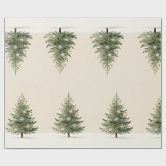 Minimalist Christmas Tree Watercolor Illustration Wrapping Paper