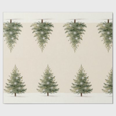 Minimalist Christmas Tree Watercolor Illustration  Wrapping Paper