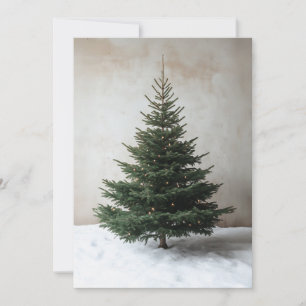 Minimalist Christmas Tree with Soft Lights on Snow Invitation