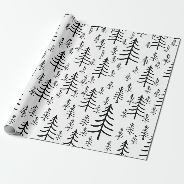 Minimalist Christmas Tree Wrapping Paper (Unrolled)