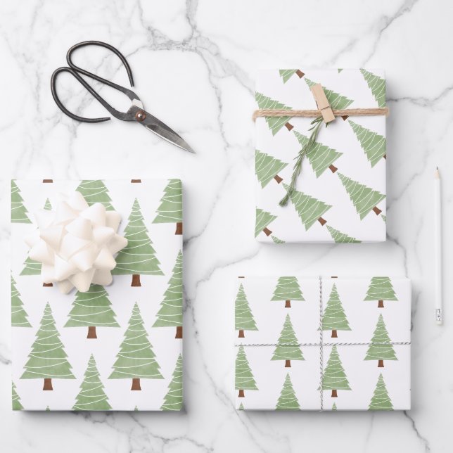 Minimalist Christmas Tree Wrapping Paper Sheets (Front)