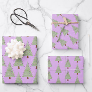 Minimalist Christmas Tree Wrapping Paper Sheets