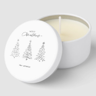 Minimalist Christmas Trees Custom Name Mini Candle Favors