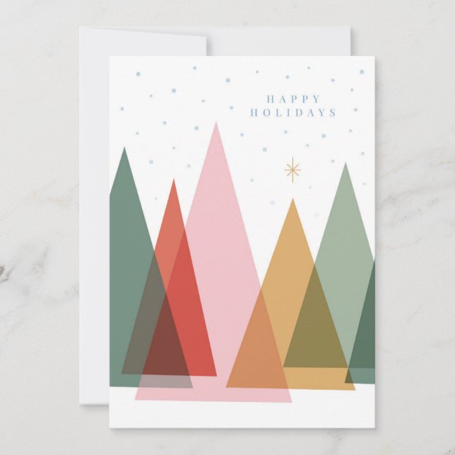 Minimalist Christmas Trees Holiday Card (Front)