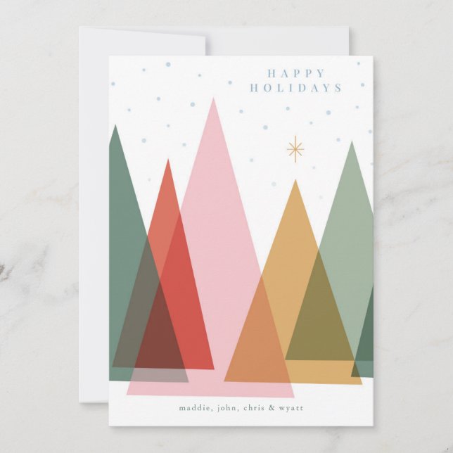 Minimalist Christmas Trees Holiday Card (Front)
