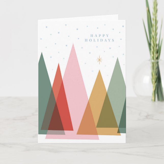 Minimalist Christmas Trees Holiday Card (Front)
