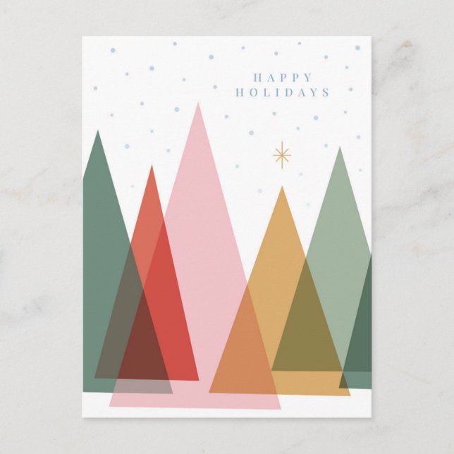 Minimalist Christmas Trees Holiday Postcard (Front)