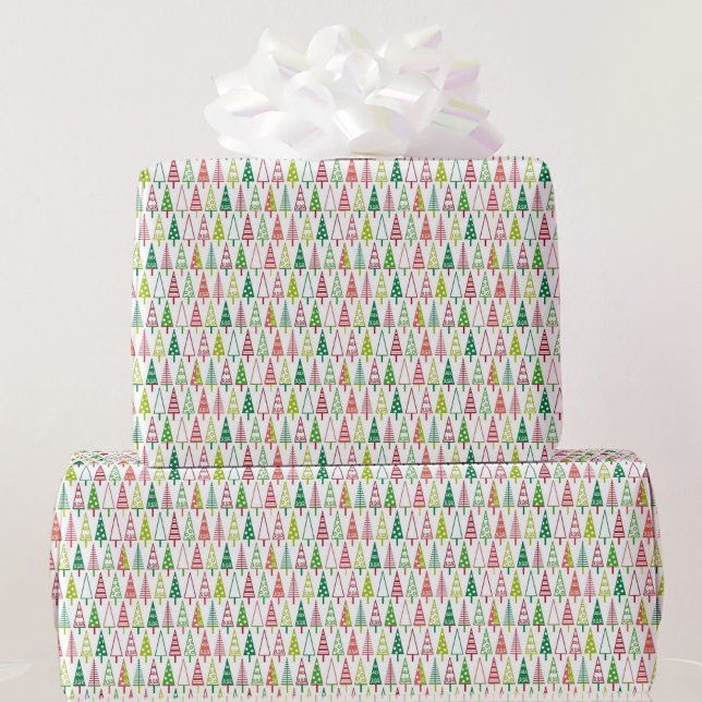 Minimalist Christmas Trees Red and Green Wrapping Paper (Creator Uploaded)