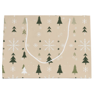 Minimalist Christmas Trees & Snowflakes Gift Bag
