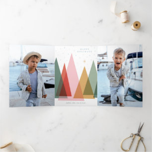 Minimalist Christmas Trees Tri-Fold Holiday Card