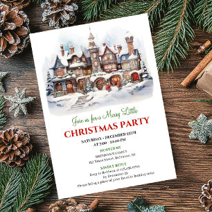 Minimalist Christmas village cozy winter scene Invitation