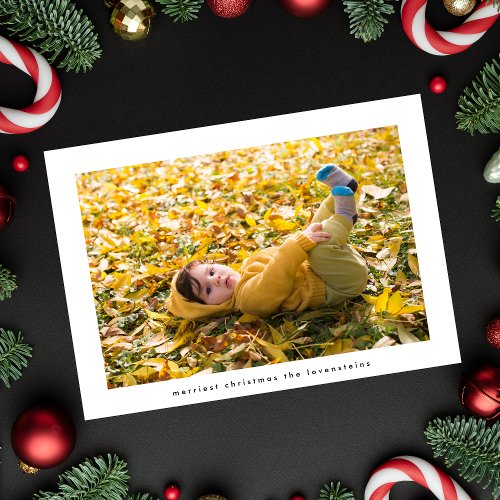 Minimalist Christmas White Black Photos Frame Holiday Card