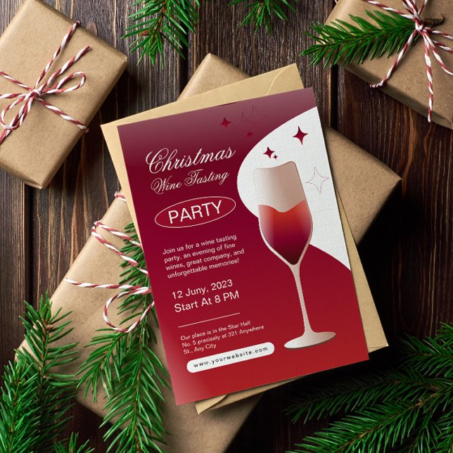 Minimalist Christmas Wine Tasting Invitation (Creator Uploaded)