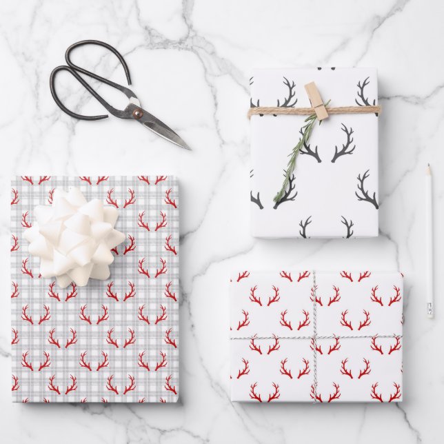 Minimalist Christmas Wrapping Paper Trio (Front)