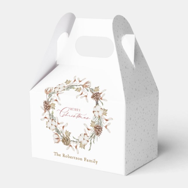 Minimalist Christmas Wreath Favor Boxes (Front Side)