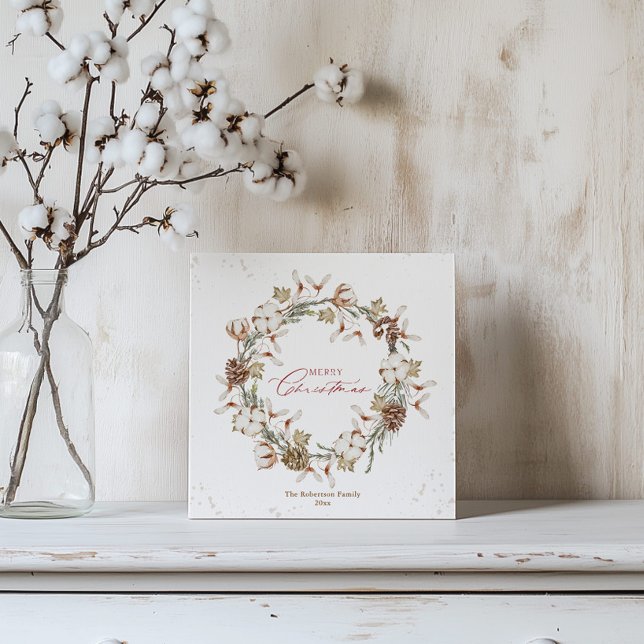 Minimalist Christmas Wreath Holiday Card (Creator Uploaded)