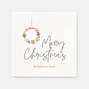 Minimalist Christmas Wreath Napkins