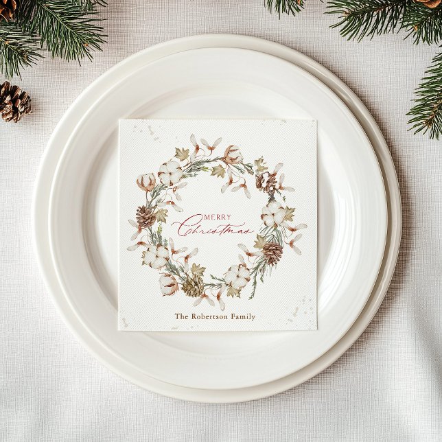 Minimalist Christmas Wreath Napkins (Creator Uploaded)