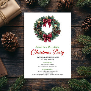 Minimalist Christmas Wreath Party Invitation