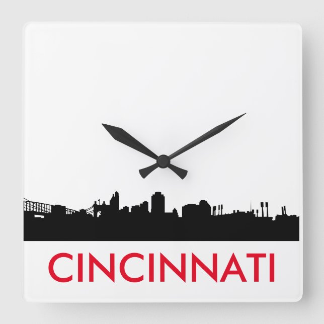 Minimalist Cincinnati Ohio Skyline Clock (Front)