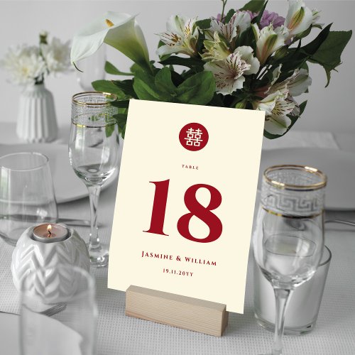 Minimalist Circle Double Happiness Chinese Wedding Table Number