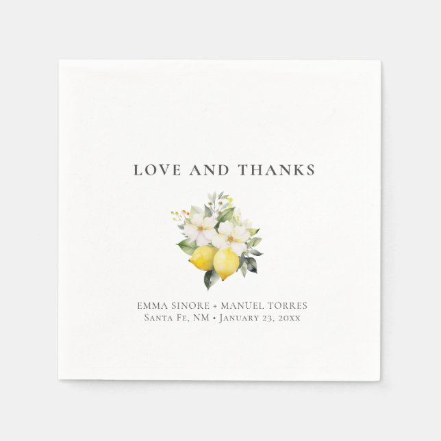 Minimalist Citrus Blooms flat Thank You Napkins (Front)