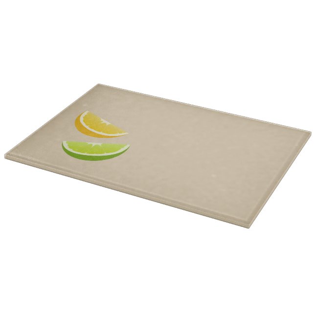 Minimalist Citrus Glass Cutting Board Lemon Lime (Corner)