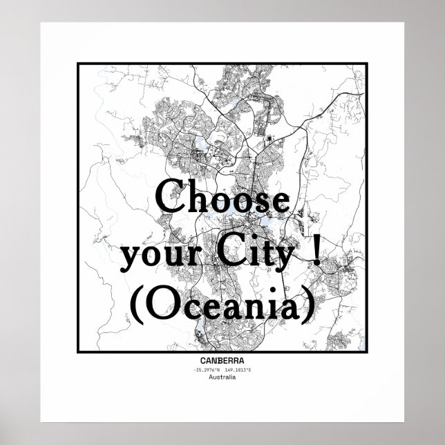 Minimalist City Maps Poster Line Art OCEANIA (Front)