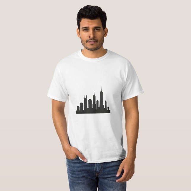 Minimalist City Skyline Silhouette – Modern Urban  T-Shirt (Front Full)
