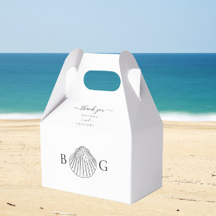 Minimalist Clam Seashell Monogram Wedding Favor Boxes