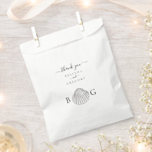 Minimalist Clam Seashell Monogram Wedding Favor Favor Bag
