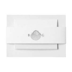 Minimalist Clam Seashell Monogram Wedding Invitation Belly Band
