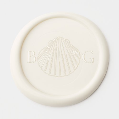 Minimalist Clam Seashell Monogram Wedding  Wax Seal Sticker