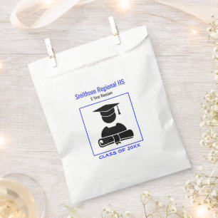 Minimalist Class Reunion Black Bright Blue Custom Favor Bag