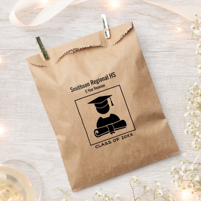 Minimalist Class Reunion Black White Custom Favor Bag (Clipped)