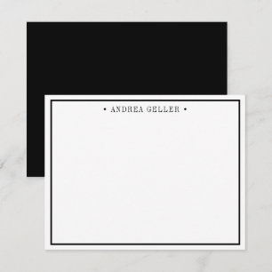 Minimalist Classic Black Border Name Note Card