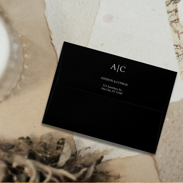 Minimalist Classic Black Monogram Wedding Envelope (Creator Uploaded)