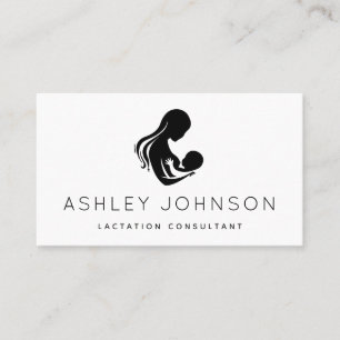 Minimalist Classic Black & White Breastfeeding Mom Business Card