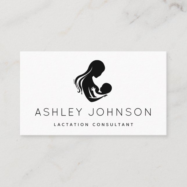 Minimalist Classic Black & White Breastfeeding Mom Business Card (Front)