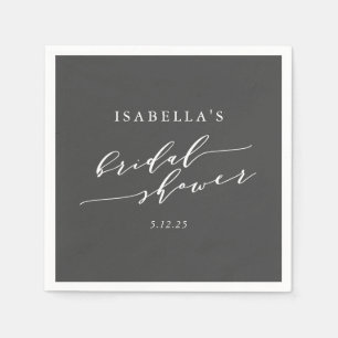 Minimalist Classic Black White Bridal Shower  Napkins