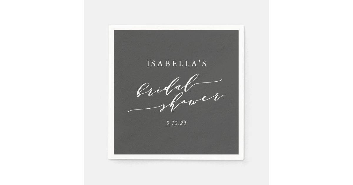 Minimalist Classic Black White Bridal Shower Napkins | Zazzle