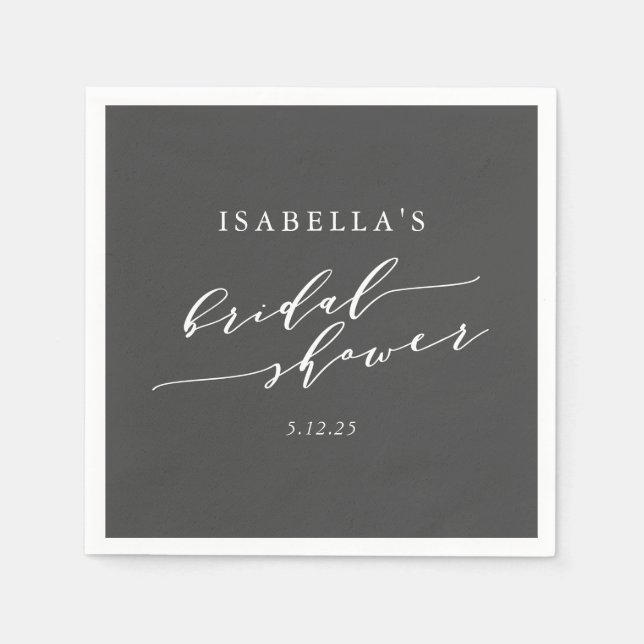 Minimalist Classic Black White Bridal Shower  Napkins (Front)