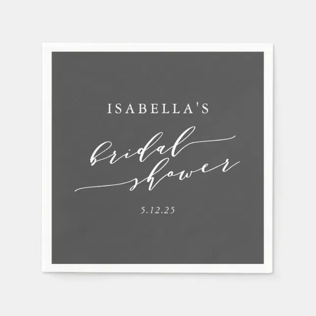 Minimalist Classic Black White Bridal Shower Napkins | Zazzle
