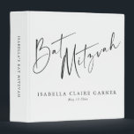 Minimalist Classic Black White Custom Bat Mitzvah  3 Ring Binder<br><div class="desc">This modern Bat Mitzvah guest book features bold handwritten-style lettering paired with clean, timeless typography. Designed in classic black and white, it works beautifully as a place to collect guest messages, preserve event photos, or use as a planning and memory book before and after the celebration. A meaningful keepsake for...</div>