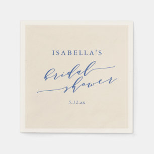 Minimalist Classic Blue Chic Bridal Shower Custom Napkins