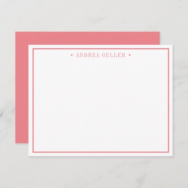 Minimalist Classic Blush Pink Border Note Card (Front/Back)