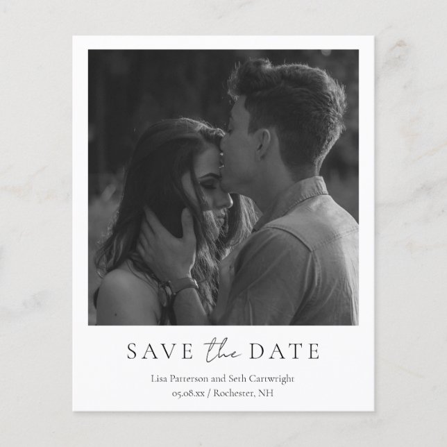 Minimalist Classic Budget Wedding Save the Date (Front)