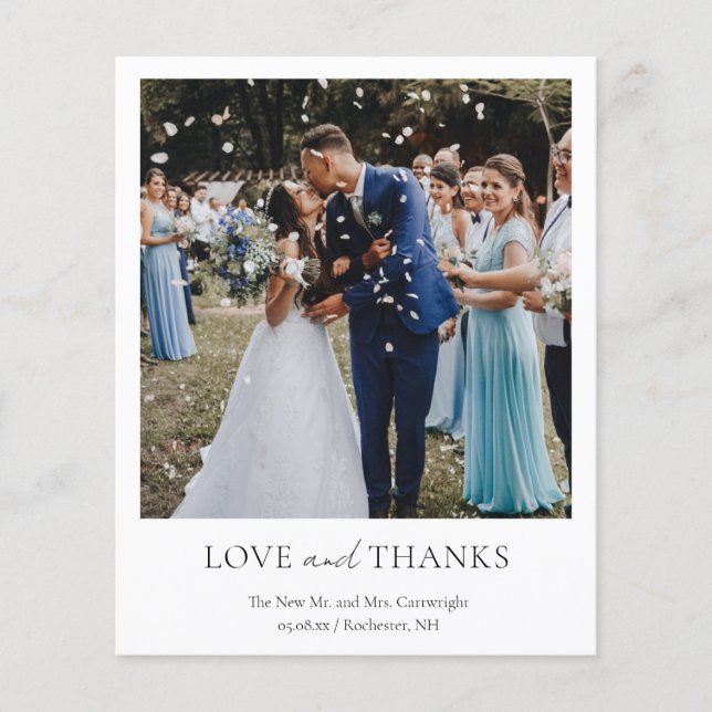 Minimalist Classic Budget Wedding Thank You Card (Front)